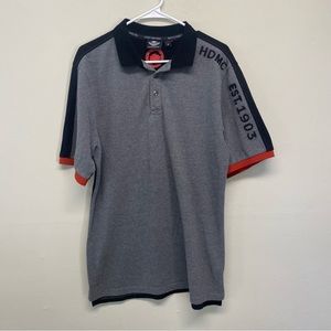 Harley-Davidson Men's Embroidered Colorblock Polo Shirt Gray Size Medium